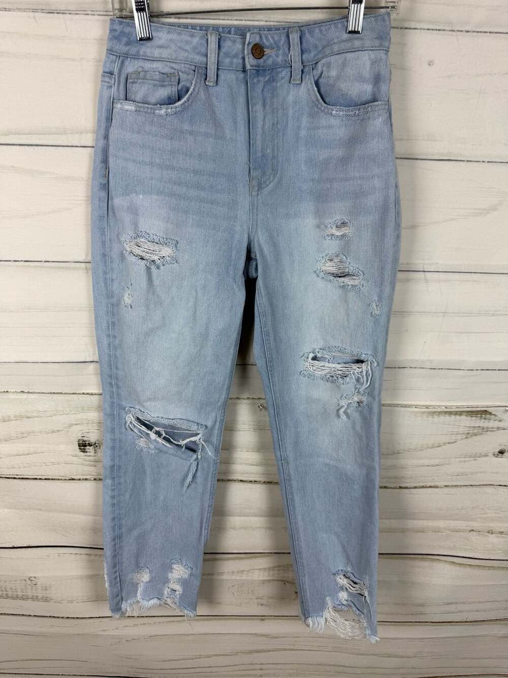 Flying Monkey Distressed Ripped Cropped Jeans Light Wash